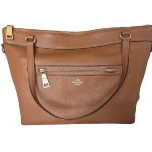 COACH Pebbled Leather Tan Shoulder Tote